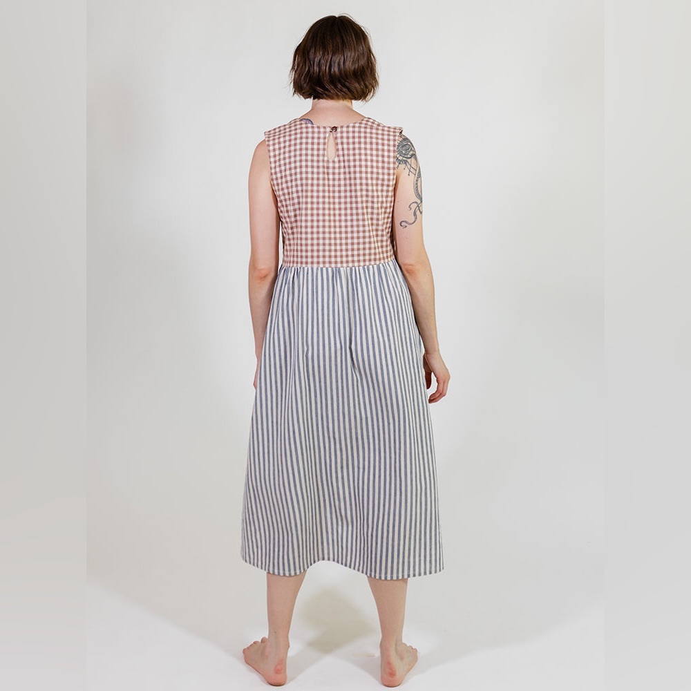 Mata Traders Lilah Gingham Striped Mixed Dress - Picture 3 of 12